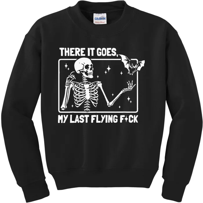 There It Goes My Last Flying F Skeletons Funny Halloween Kids Sweatshirt