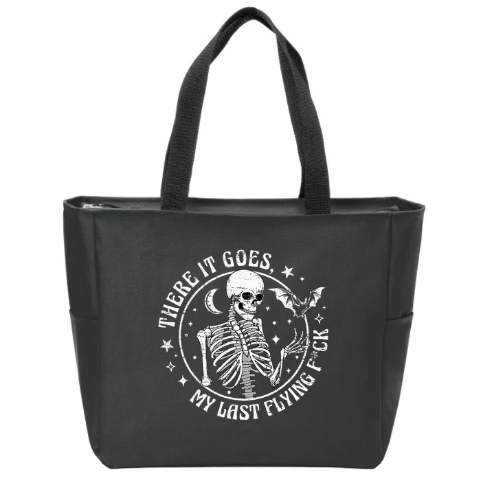 There It Goes My Last Flying F Halloween Skeleton Zip Tote Bag