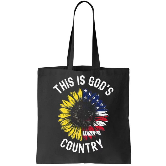 This Is God's USA Country Patriotic Christian Sunflower Flag Tote Bag