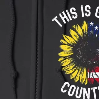 This Is God's USA Country Patriotic Christian Sunflower Flag Full Zip Hoodie