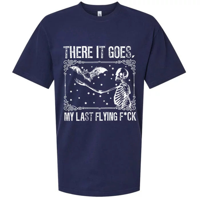 There It Goes My Last Flying Funny Halloween Skeleton Bat Sueded Cloud Jersey T-Shirt