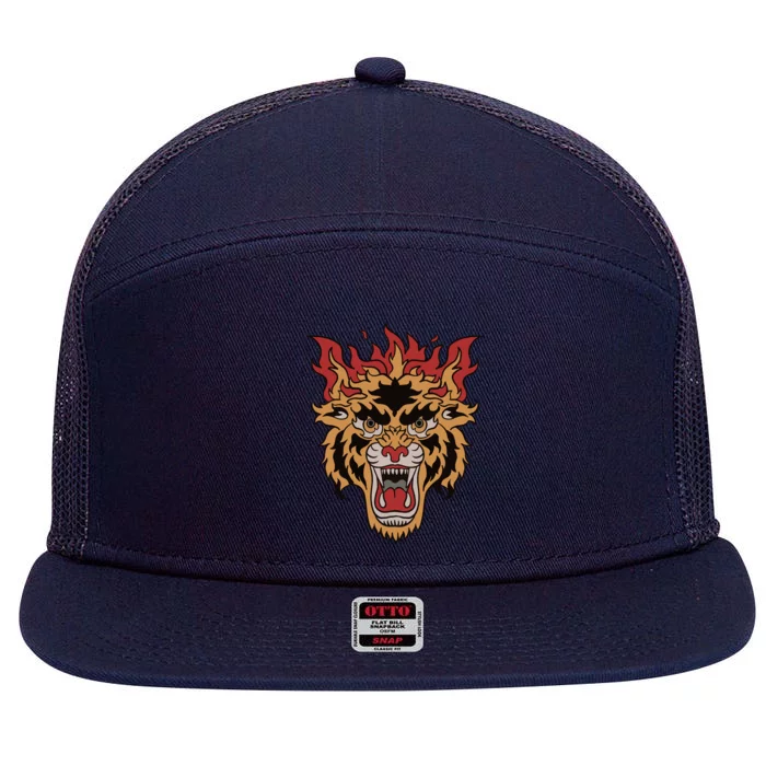 Tiger Flames 7 Panel Mesh Trucker Snapback Hat