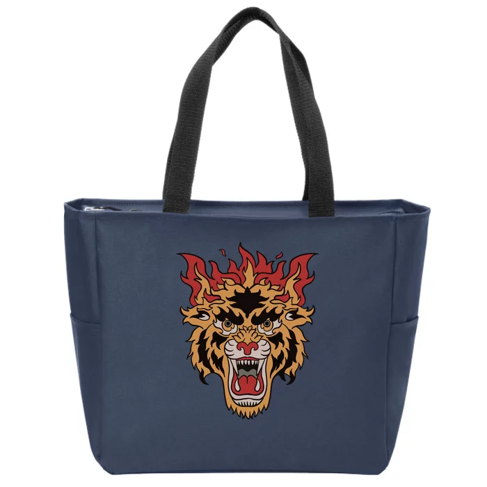 Tiger Flames Zip Tote Bag