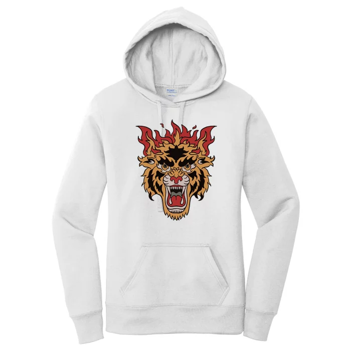 Tiger Flames Women's Pullover Hoodie