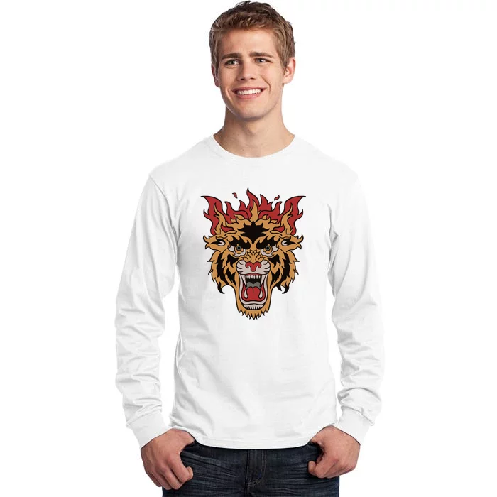 Tiger Flames Tall Long Sleeve T-Shirt