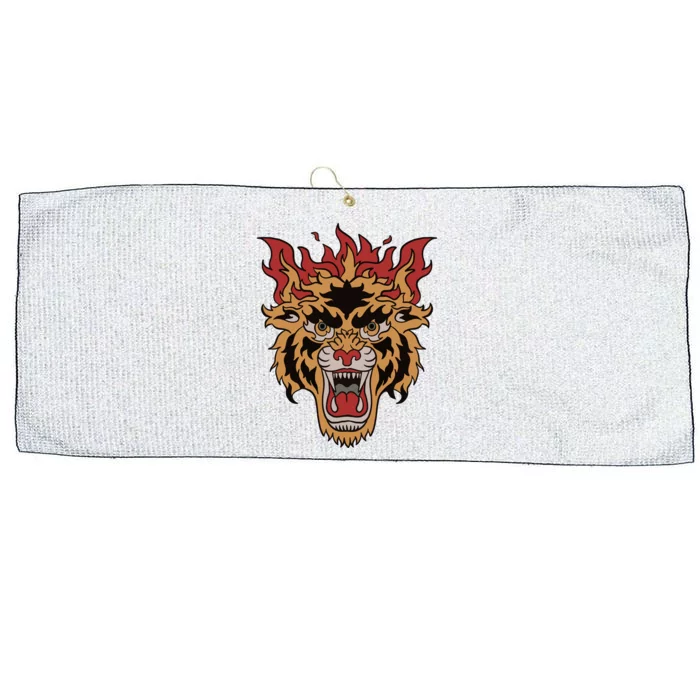 Tiger Flames Large Microfiber Waffle Golf Towel