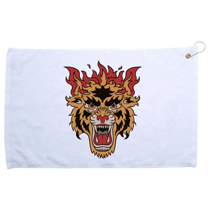 Tiger Flames Grommeted Golf Towel