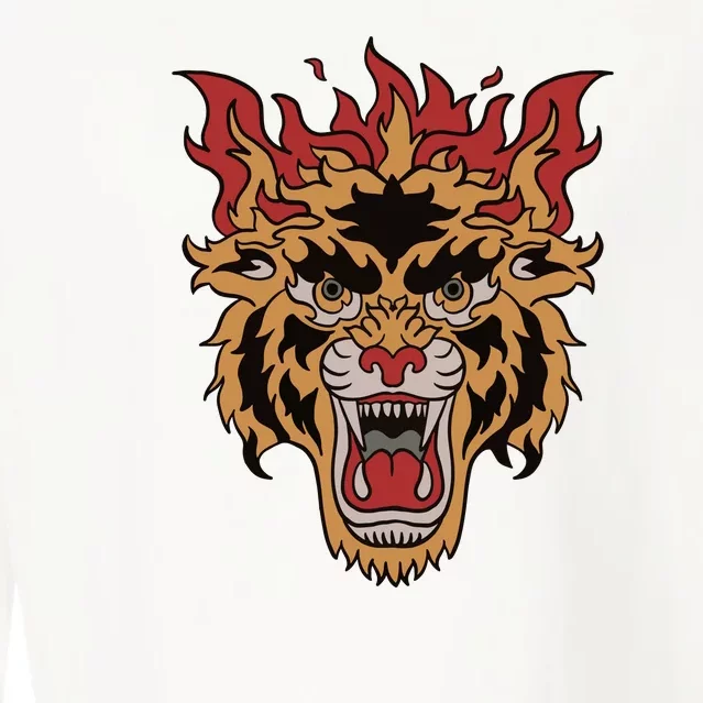 Tiger Flames Cropped Pullover Crew