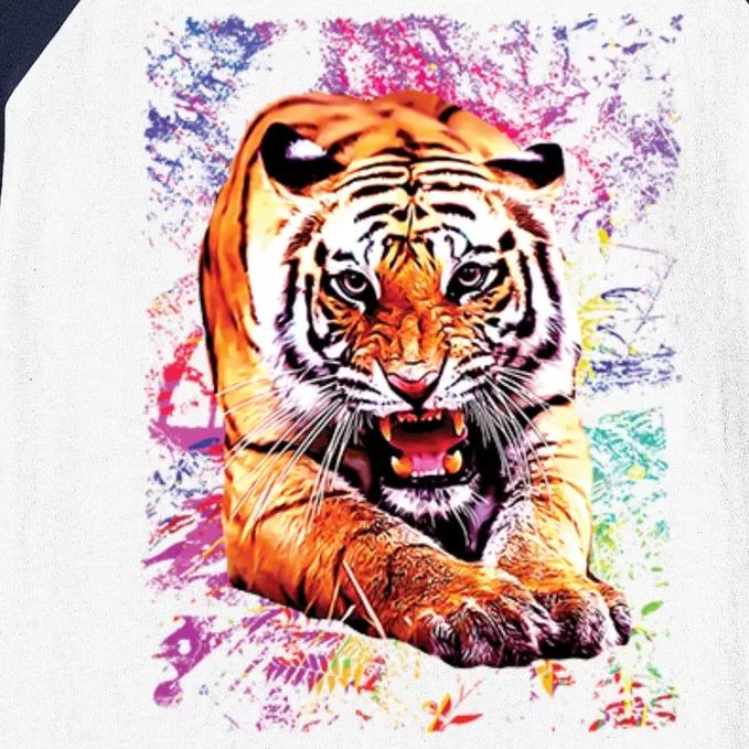 Tiger Jungle Colorful Baseball Sleeve Shirt