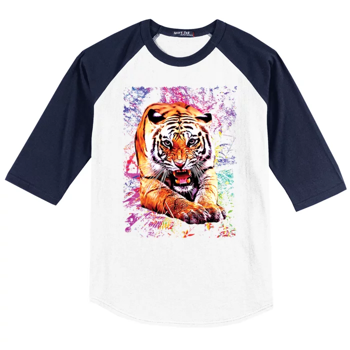 Tiger Jungle Colorful Baseball Sleeve Shirt