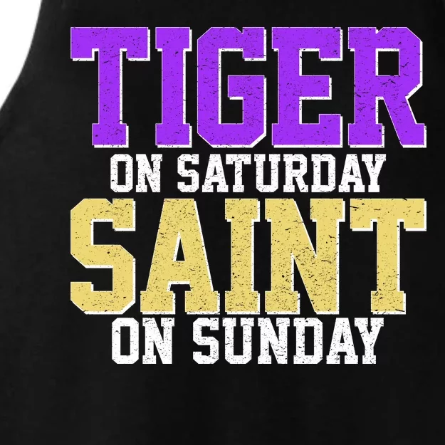 Tiger On Saturday Saint On Sunday Louisiana Football Ladies Tri-Blend Wicking Tank