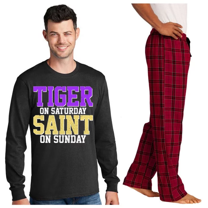 Tiger On Saturday Saint On Sunday Louisiana Football Long Sleeve Pajama Set