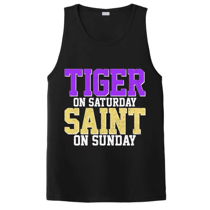 Tiger On Saturday Saint On Sunday Louisiana Football Performance Tank