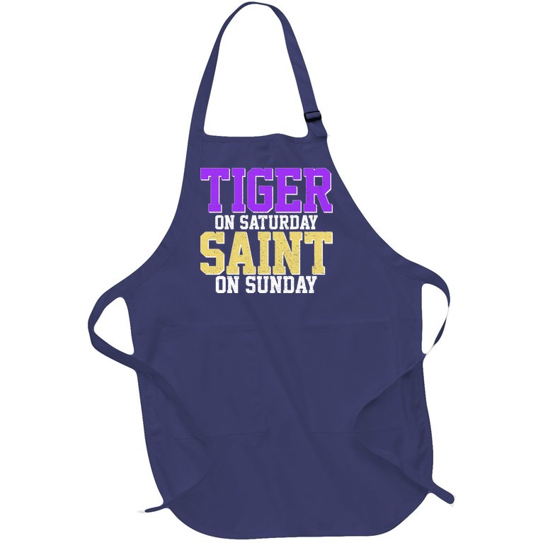 Tiger On Saturday Saint On Sunday Louisiana Football Full-Length Apron With Pockets