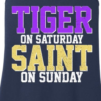 Tiger On Saturday Saint On Sunday Louisiana Football Ladies Essential Tank