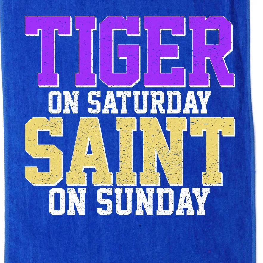 Tiger On Saturday Saint On Sunday Louisiana Football Platinum Collection Golf Towel