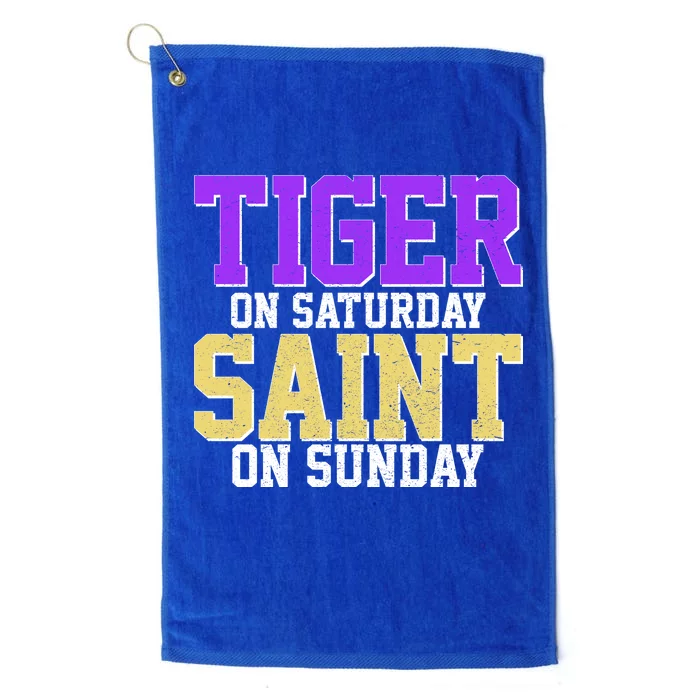 Tiger On Saturday Saint On Sunday Louisiana Football Platinum Collection Golf Towel