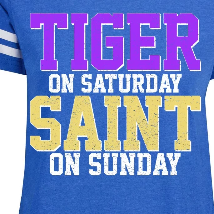 Tiger On Saturday Saint On Sunday Louisiana Football Enza Ladies Jersey Football T-Shirt