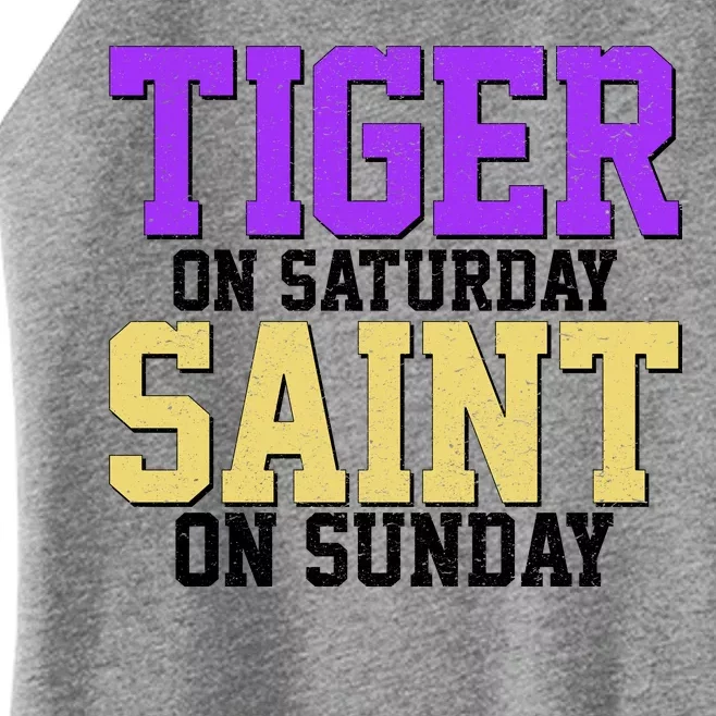 Tiger On Saturday Saint On Sunday Louisiana Football Women’s Perfect Tri Rocker Tank