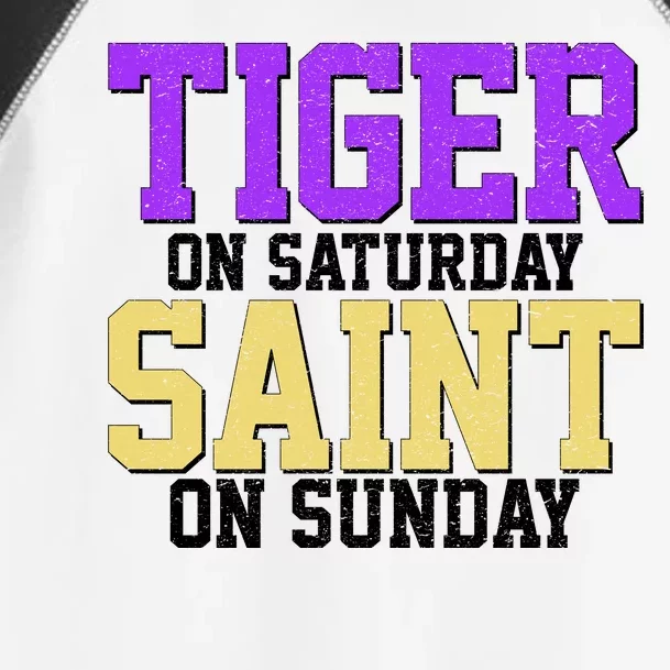 Tiger On Saturday Saint On Sunday Louisiana Football Toddler Fine Jersey T-Shirt