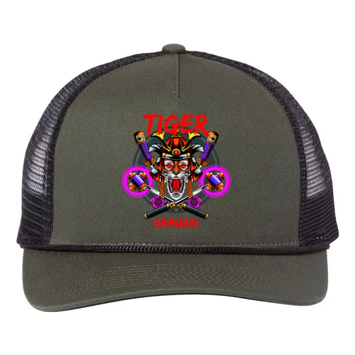 Tiger Samurai Retro Rope Trucker Hat Cap