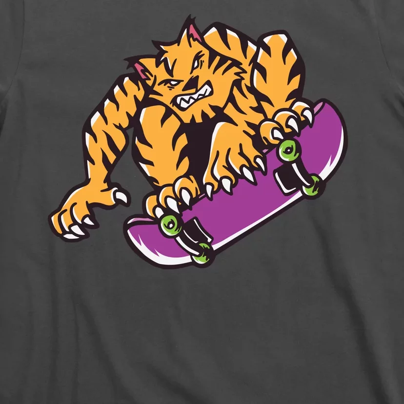 Tiger Skateboarding Cartoon T-Shirt