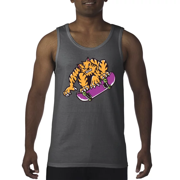 Tiger Skateboarding Cartoon Tank Top