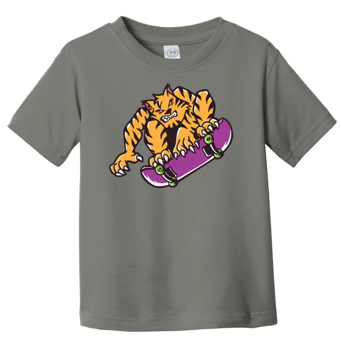 Tiger Skateboarding Cartoon Toddler T-Shirt