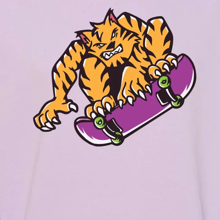 Tiger Skateboarding Cartoon Garment-Dyed Sweatshirt