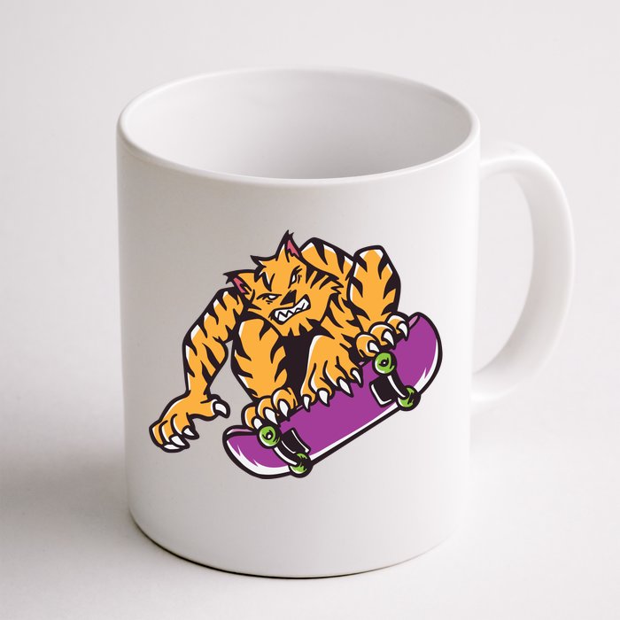 Tiger Skateboarding Cartoon Front & Back Coffee Mug