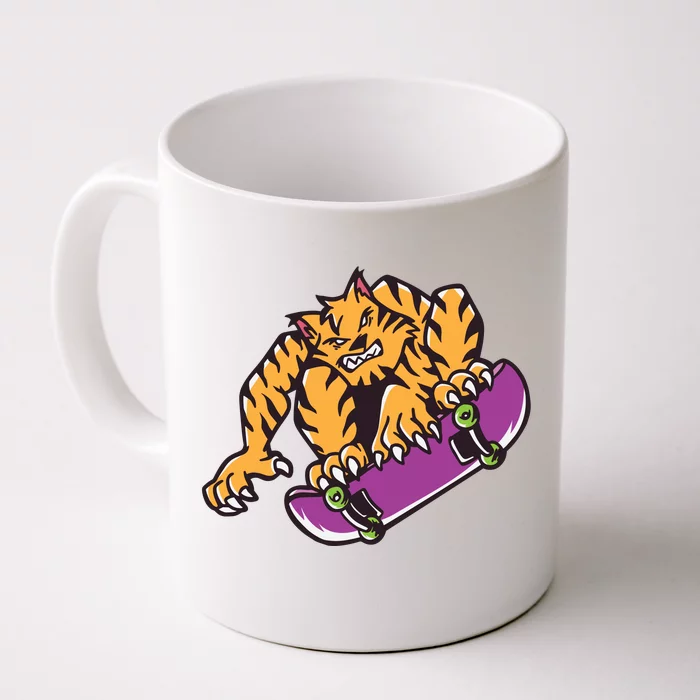 Tiger Skateboarding Cartoon Front & Back Coffee Mug