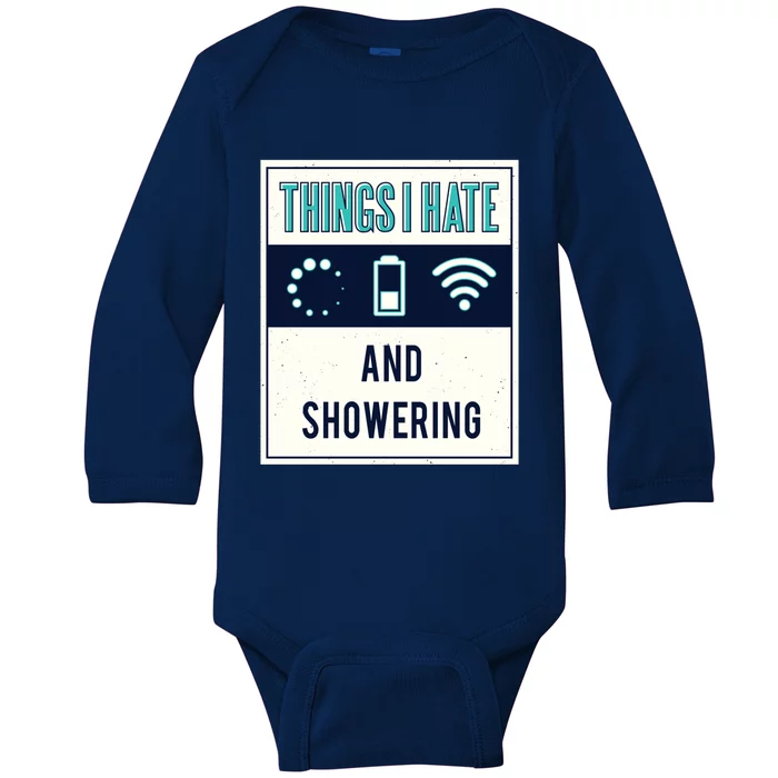 Things I Hate Programmer Nerd Gift Introvert Hate Shower Gift Baby Long Sleeve Bodysuit