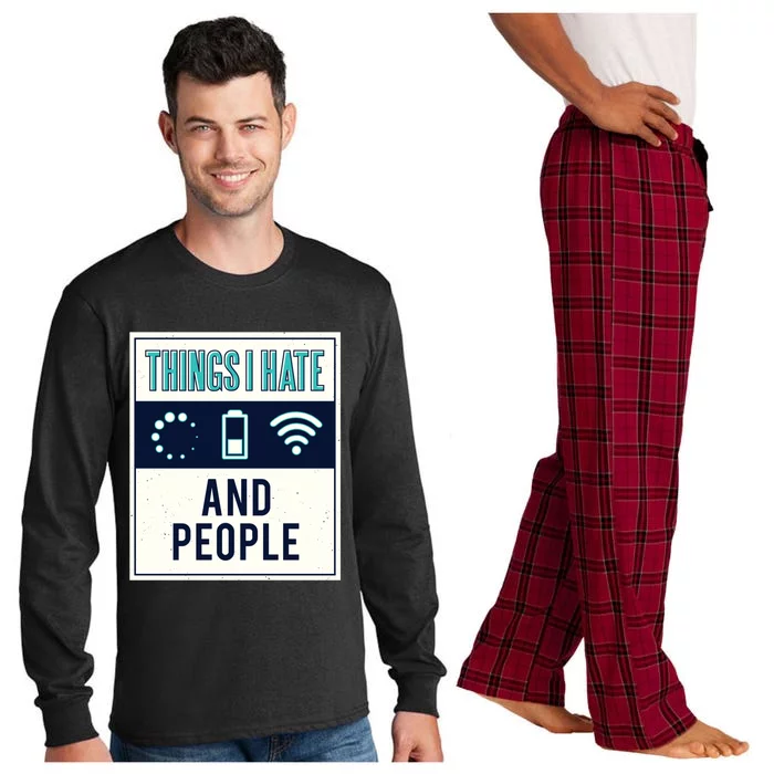 Things I Hate Programmer Nerd Gift Introvert People Hater Gift Long Sleeve Pajama Set