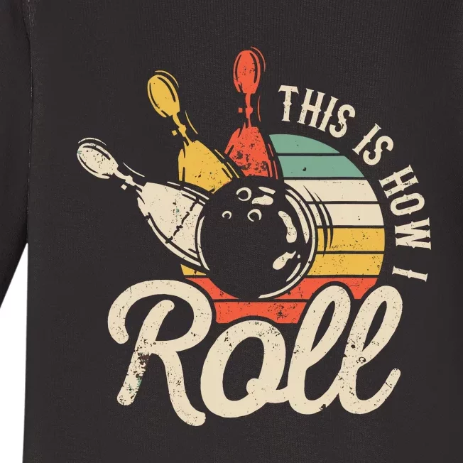 This Is How I Roll Retro Bowling Baby Long Sleeve Bodysuit