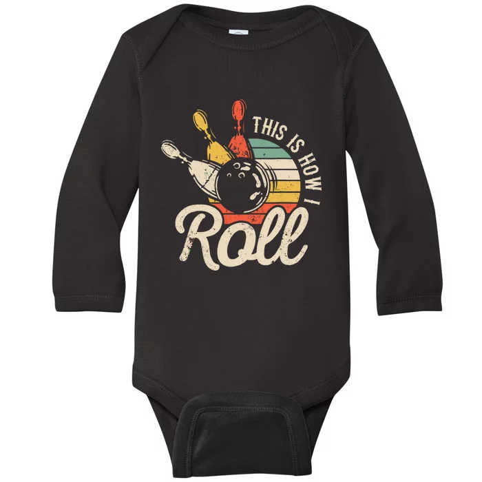 This Is How I Roll Retro Bowling Baby Long Sleeve Bodysuit