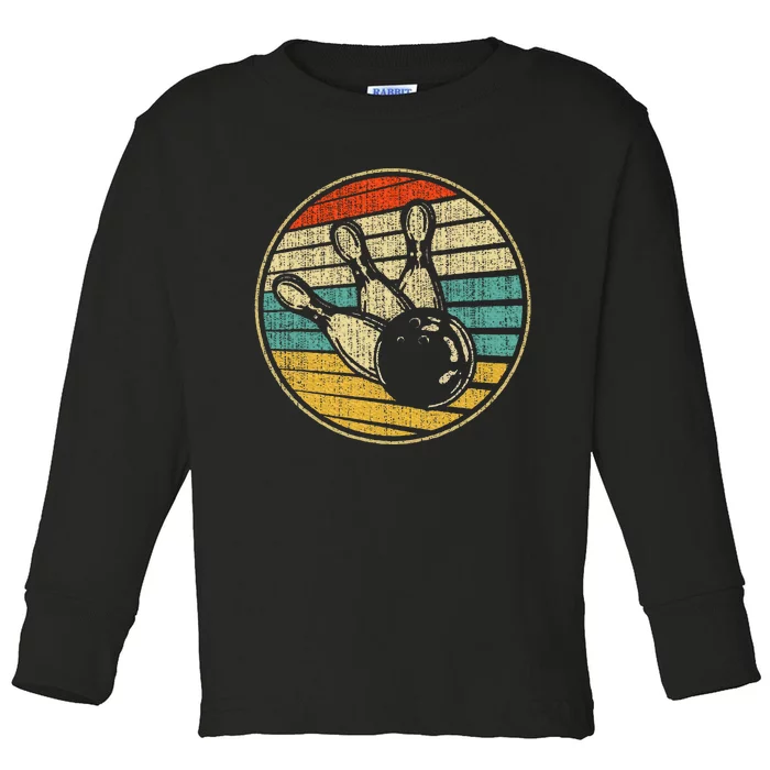 This Is How I Roll Vintage Retro Bowling 60s 70s Bowler Toddler Long Sleeve Shirt