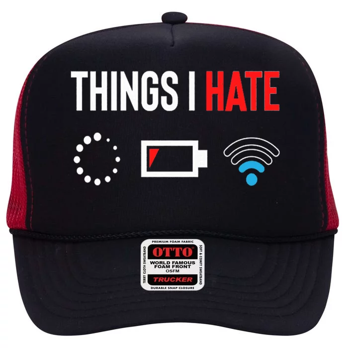 Things I Hate Programmer Outfit Gamer Fun Gift Idea Gift High Crown Mesh Trucker Hat