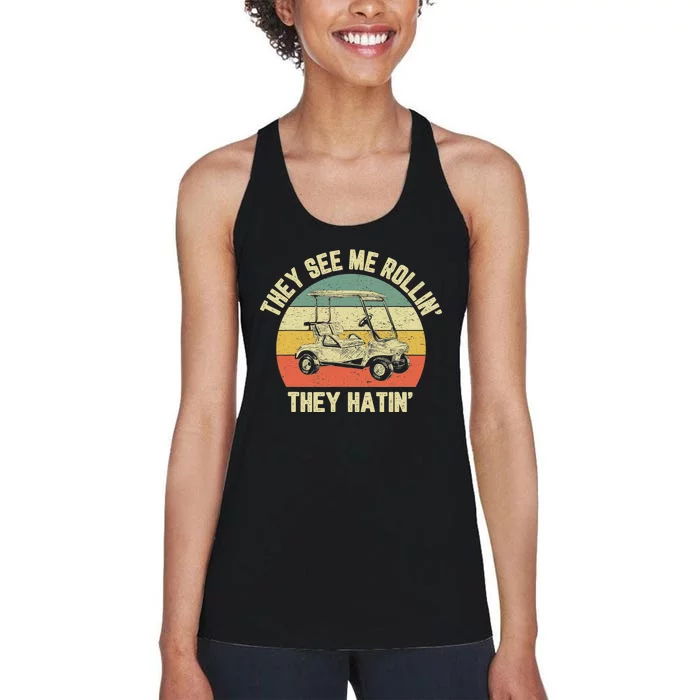 This is How I Roll Golf Cart Funny Golfers Women's Racerback Tank