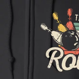 This Is How I Roll Retro Bowling Bowler Funny Gift Cap Sleeve Full Zip Hoodie