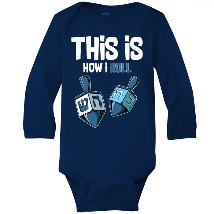 This Is How I Roll Draydel Trendl Hanukkah Baby Long Sleeve Bodysuit