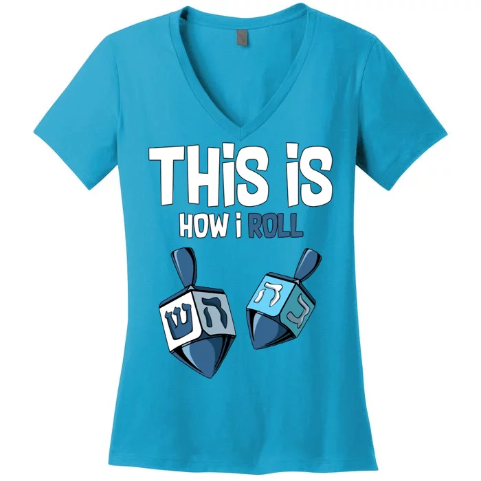 This Is How I Roll Draydel Trendl Hanukkah Women's V-Neck T-Shirt