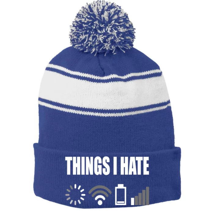 Things I Hate Programmer Outfit Gamer Funny Gift Idea Gift Stripe Pom Pom Beanie