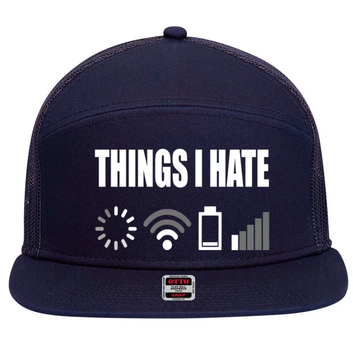 Things I Hate Programmer Outfit Gamer Funny Gift Idea Gift 7 Panel Mesh Trucker Snapback Hat