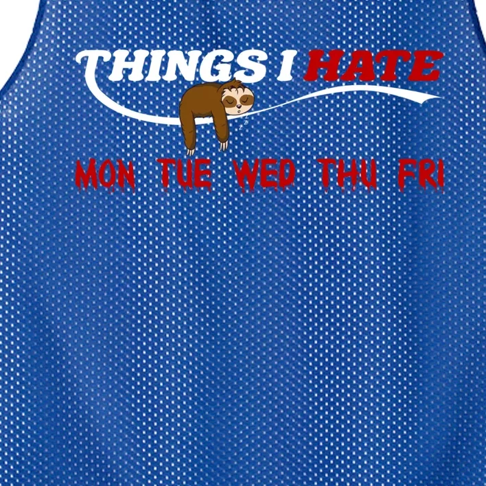 Things I Hate Sloth Work Office Morning Group Employee Cute Gift Mesh Reversible Basketball Jersey Tank