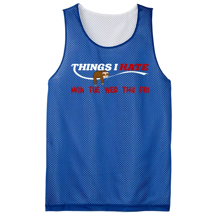 Things I Hate Sloth Work Office Morning Group Employee Cute Gift Mesh Reversible Basketball Jersey Tank