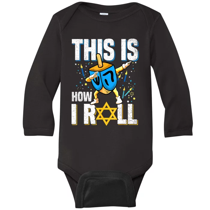 This Is How I Roll Hanukkah Dreidel Chanukah Jew Gift Baby Long Sleeve Bodysuit