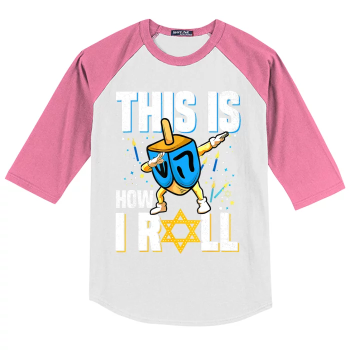 This Is How I Roll Hanukkah Dreidel Chanukah Jew Gift Kids Colorblock Raglan Jersey