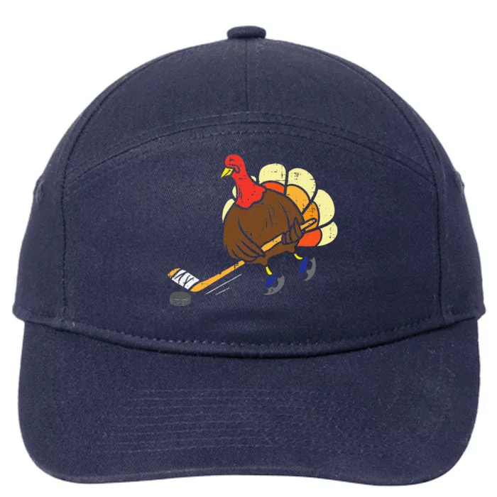 Turkey Ice Hockey Funny Thanksgiving Sport 7-Panel Snapback Hat