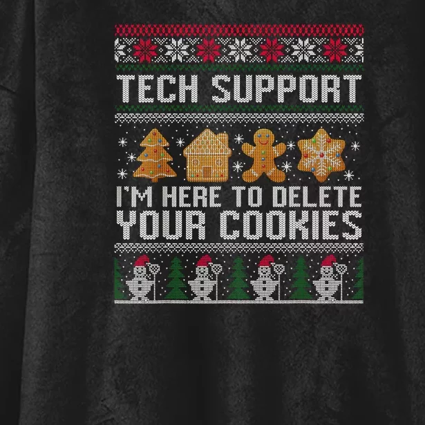 Techsupport I’M Here To Delete Your Cookies Christmas Hooded Wearable Blanket