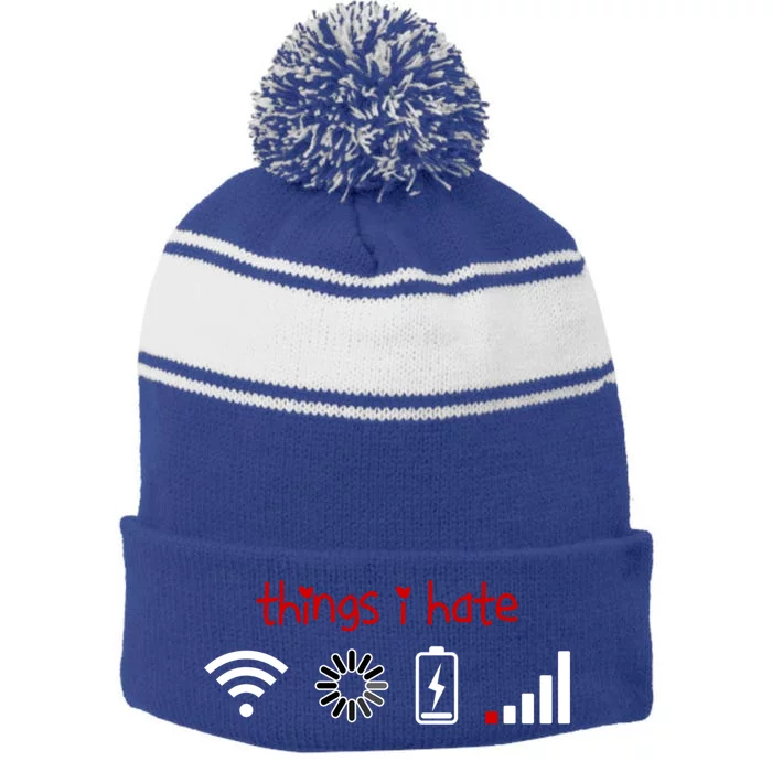 Things I Hate Gift Programmer Gamer Fun Gift Idea Gift Stripe Pom Pom Beanie